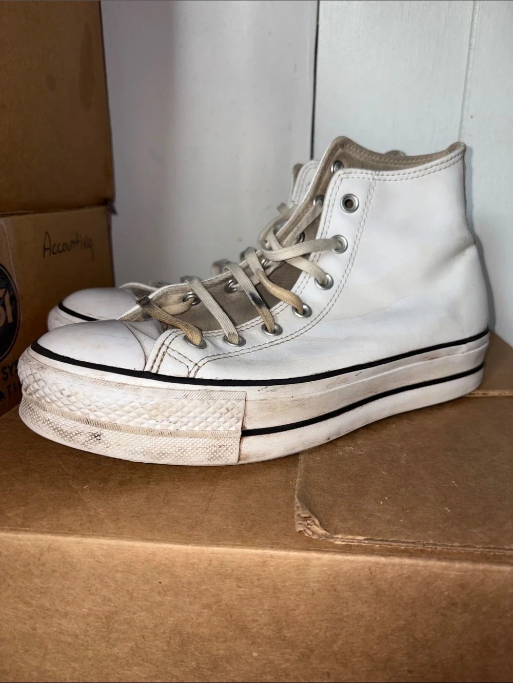 Converse White High-Top Platform Sneakers - Women size 10